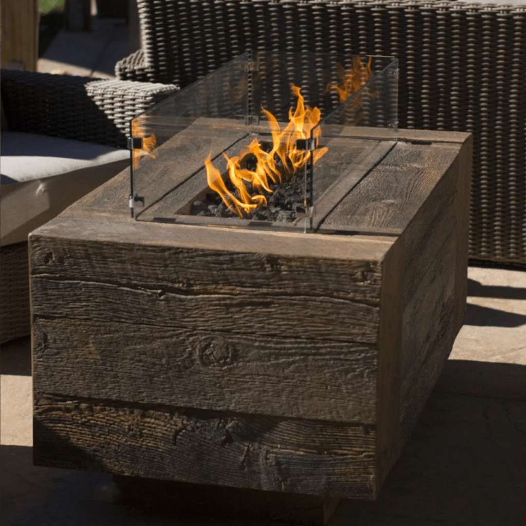Outdoor Plus - Catalina GFRC Wood Grain Concrete Rectangle Gas Fire Pit 96