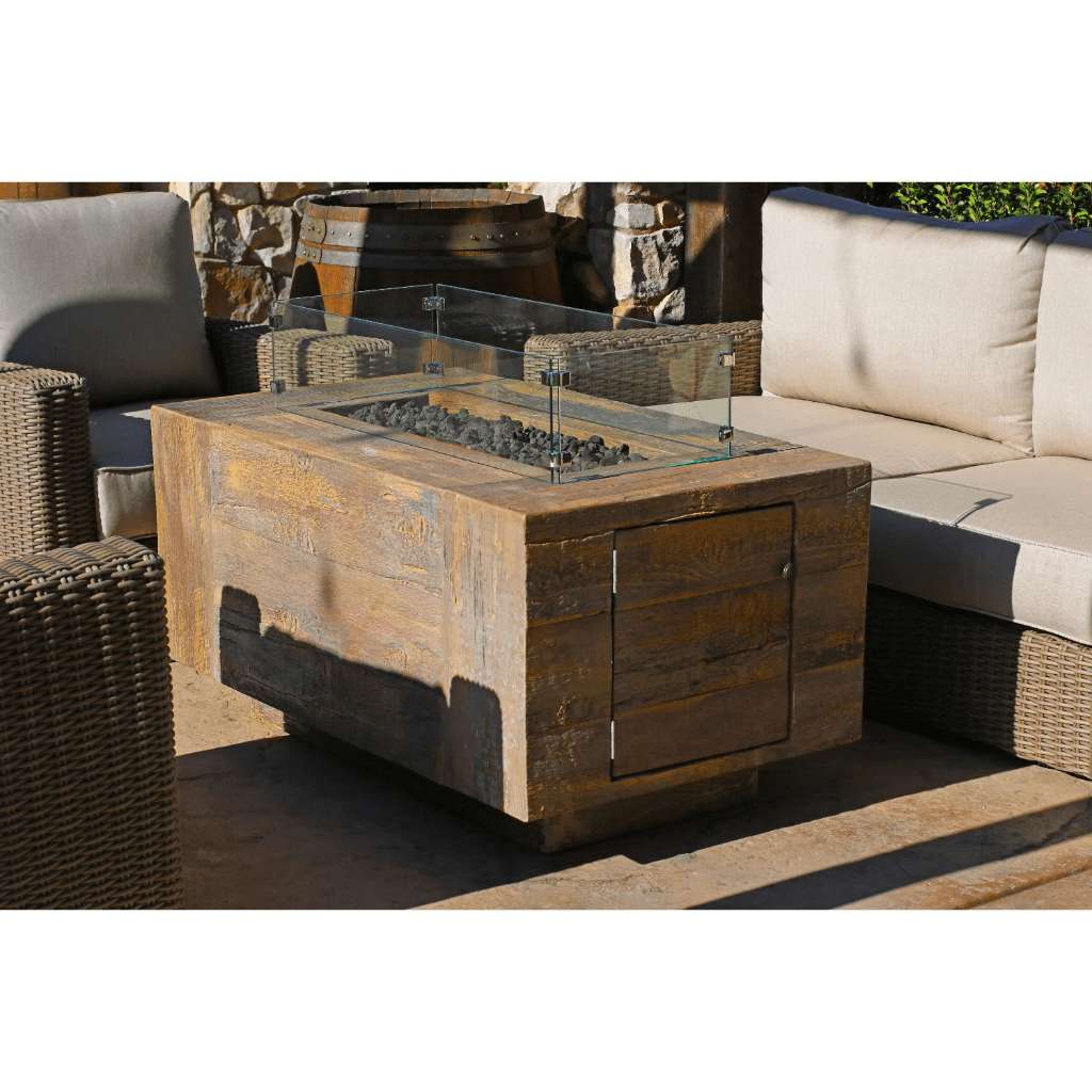 Outdoor Plus - Catalina GFRC Wood Grain Concrete Rectangle Gas Fire Pit 96