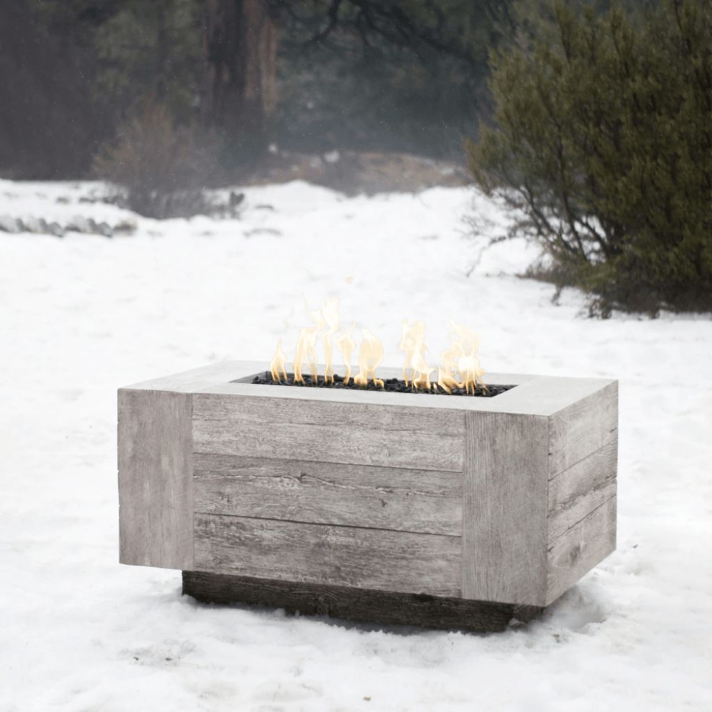 Outdoor Plus - Catalina GFRC Wood Grain Concrete Rectangle Gas Fire Pit 96