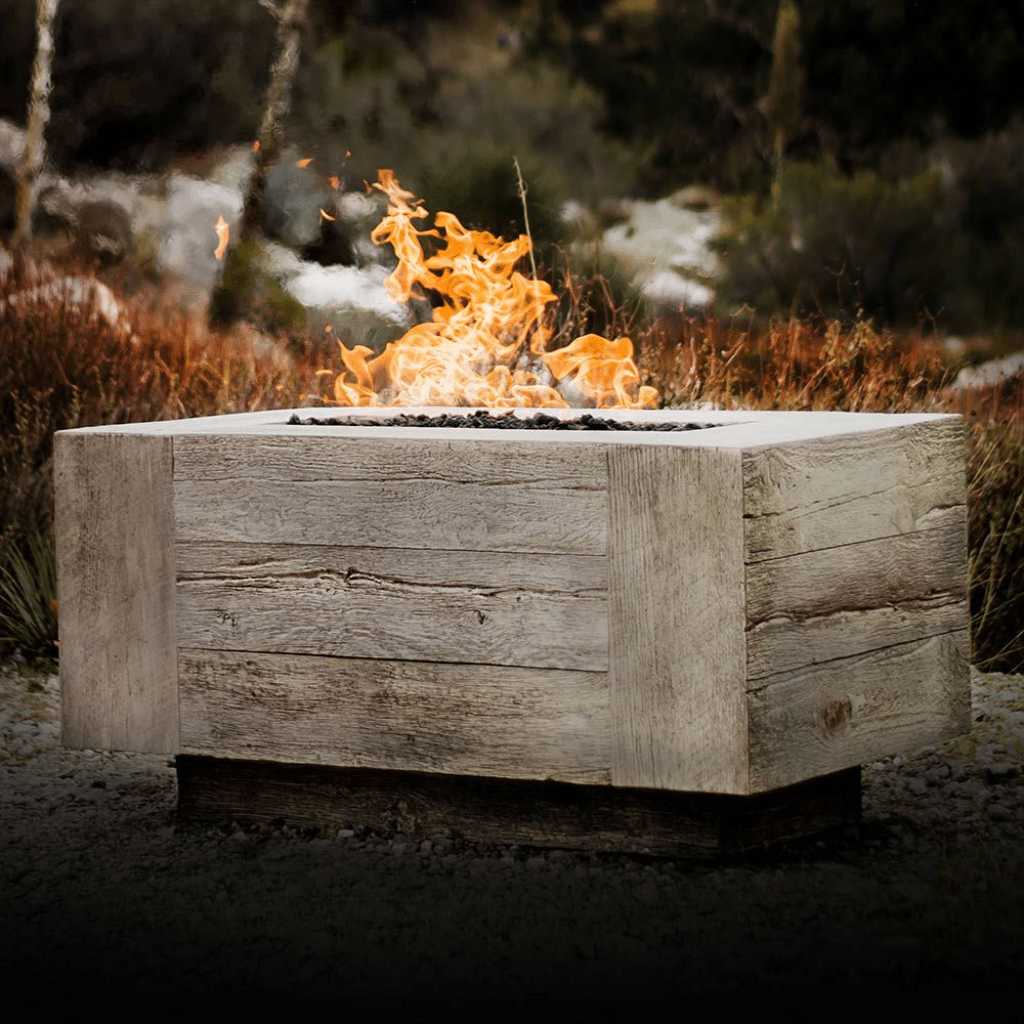 Outdoor Plus - Catalina GFRC Wood Grain Concrete Rectangle Gas Fire Pit 96