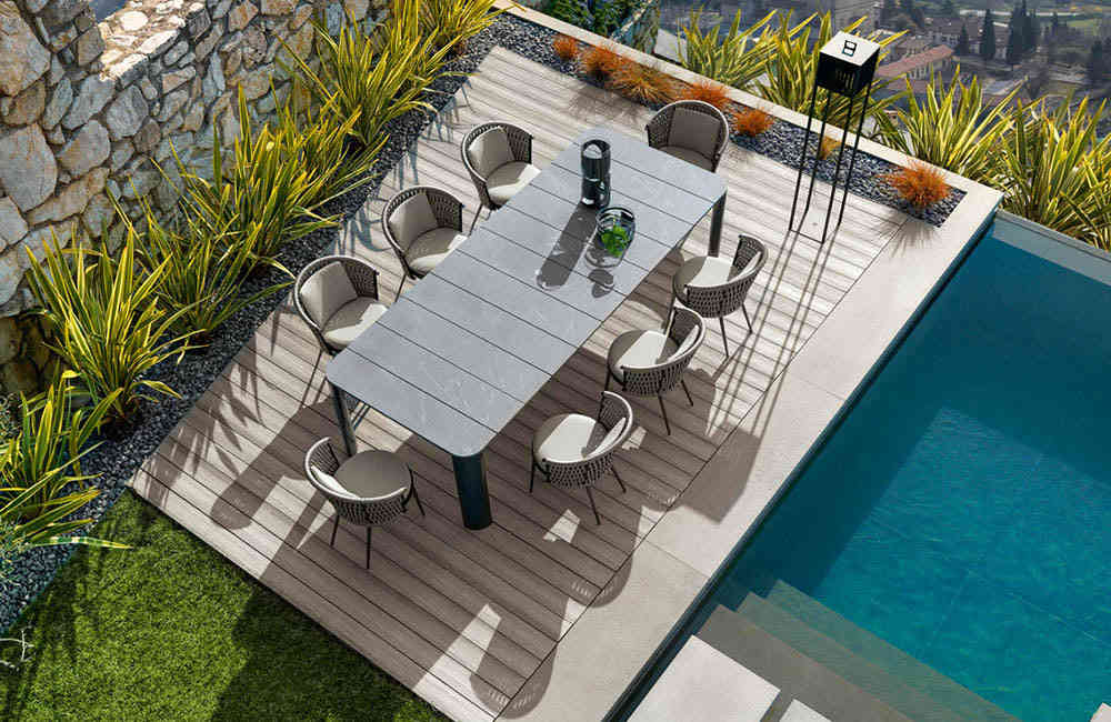 Oasi Outdoor Rectangular Table with Stone Top