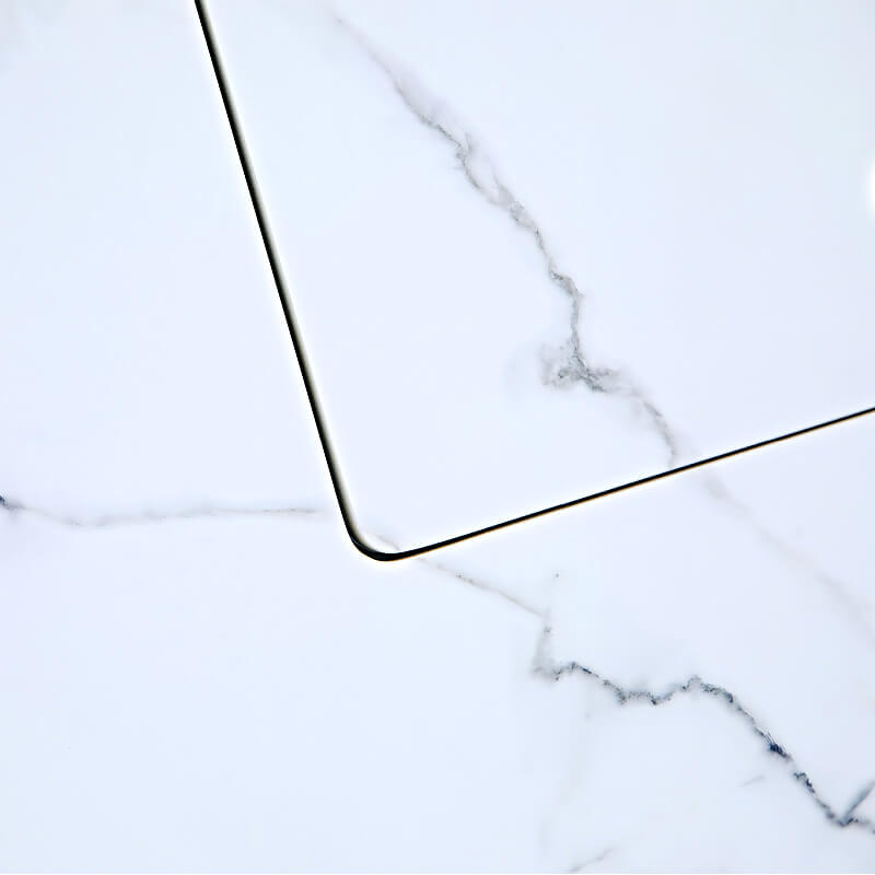 Elementi Bianco White Marble Porcelain Fire Pit Table - OFP103BW