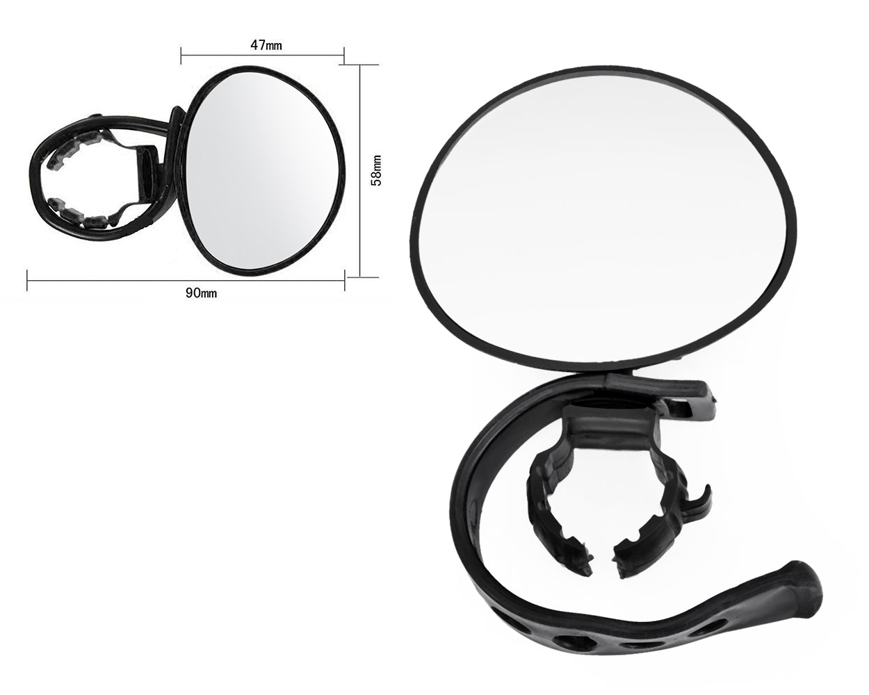 1 Pair Adjustable Bike Mirror for Safer Cycling - Black