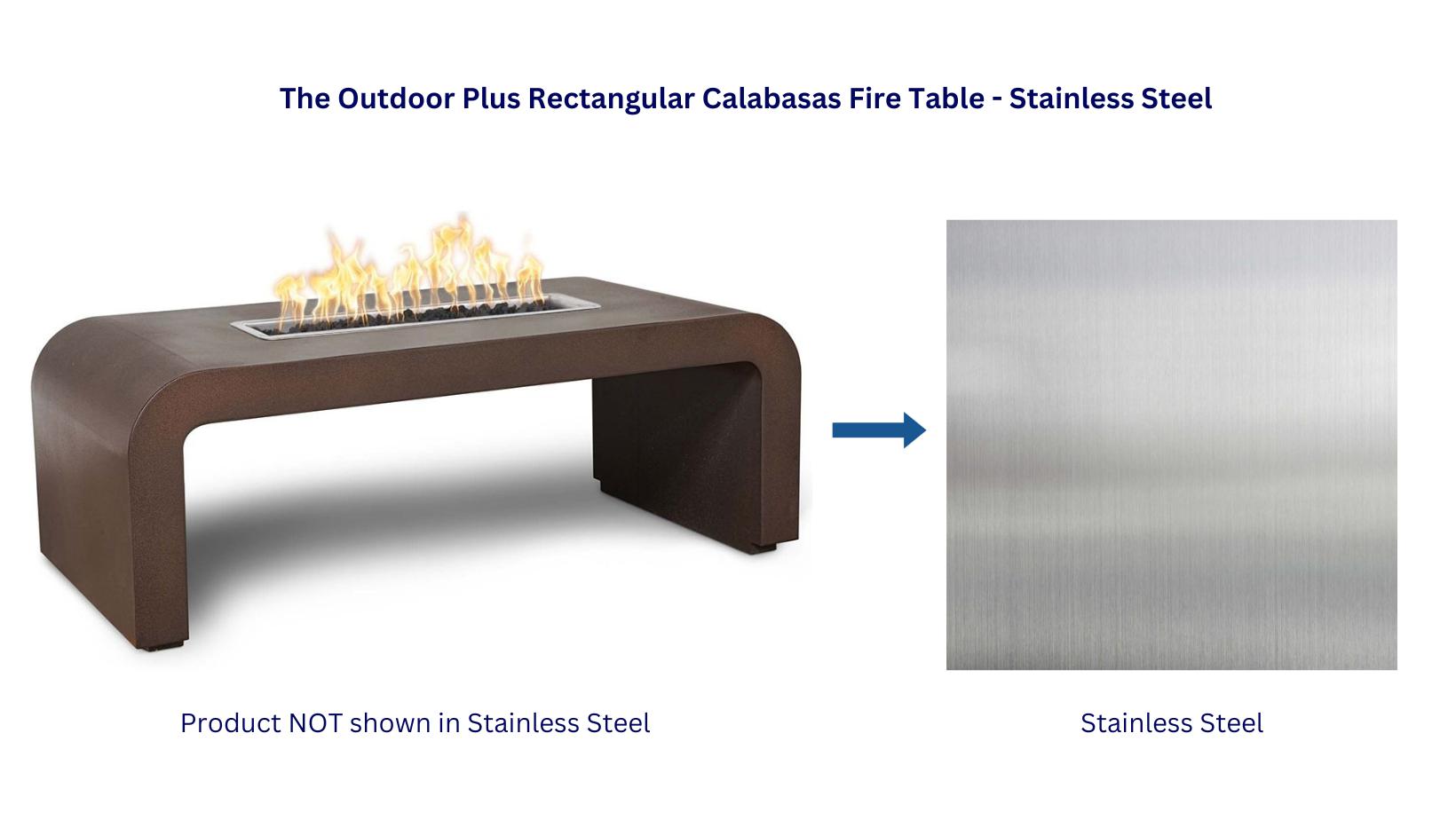 The Outdoor Plus 60 Rectangular Calabasas Stainless Steel Fire Pit Table