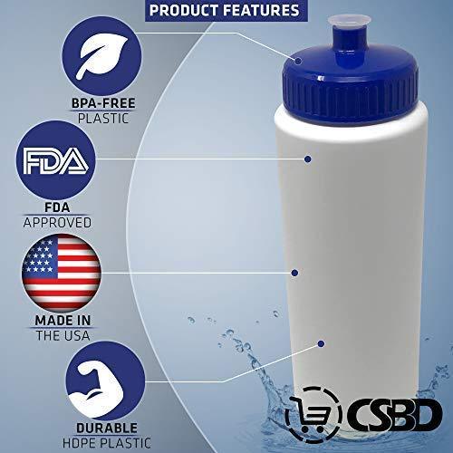 CSBD 32oz Sports Water Bottles, 4 Pack - Reusable, Leakproof, Customizable