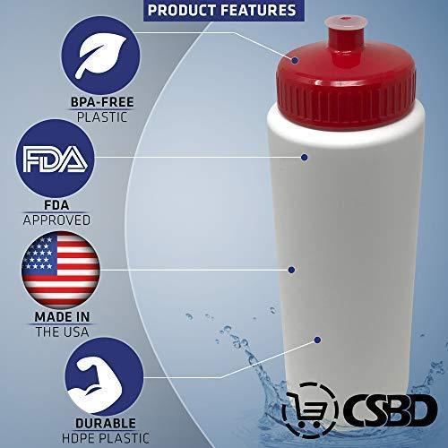 CSBD 32oz Sports Water Bottles, 4 Pack - Reusable, Leakproof, Customizable