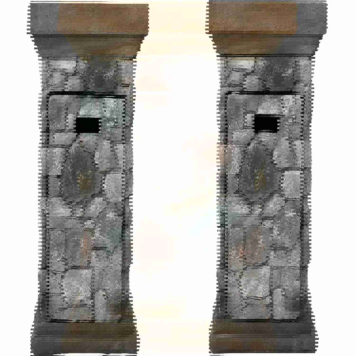 Sunnydaze Outdoor 30-Inch Tall Cast Rock Column Design Propane Gas Fire Pit