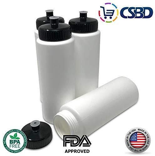 CSBD 32oz Sports Water Bottles, 4 Pack - Reusable, Leakproof, Customizable