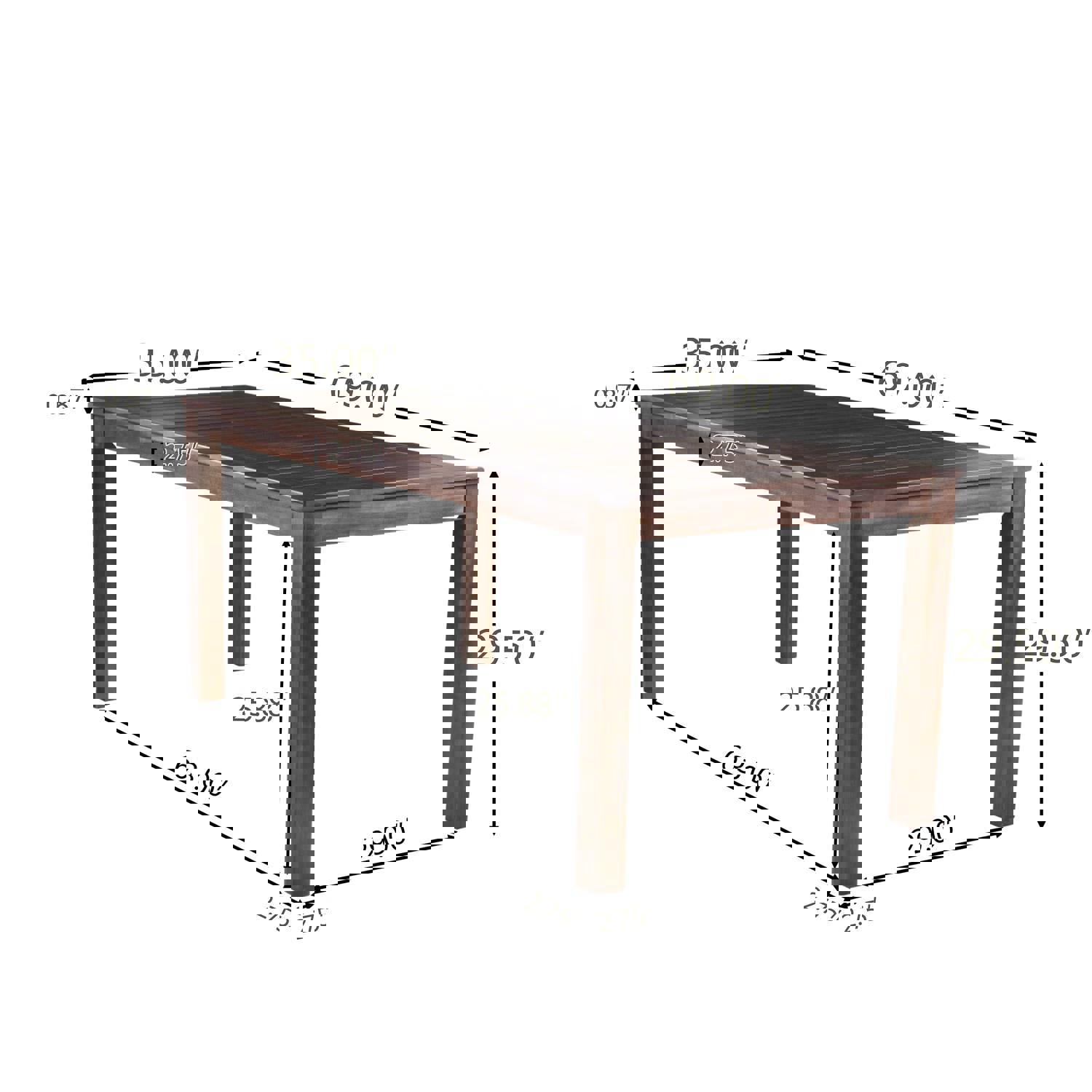 Marin Rustic Outdoor Slatted Dark Brown Acacia Wood Dining Table