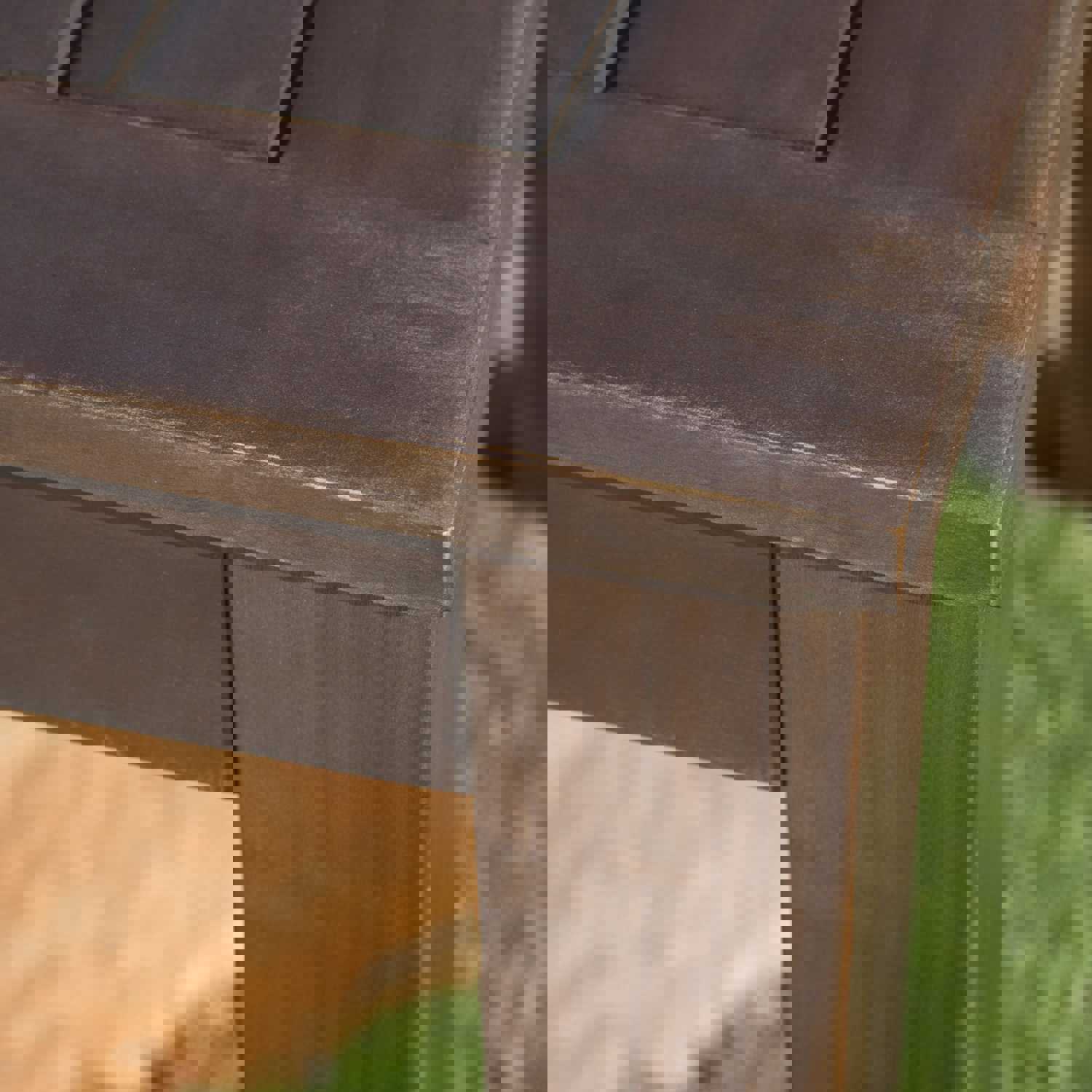 Marin Rustic Outdoor Slatted Dark Brown Acacia Wood Dining Table