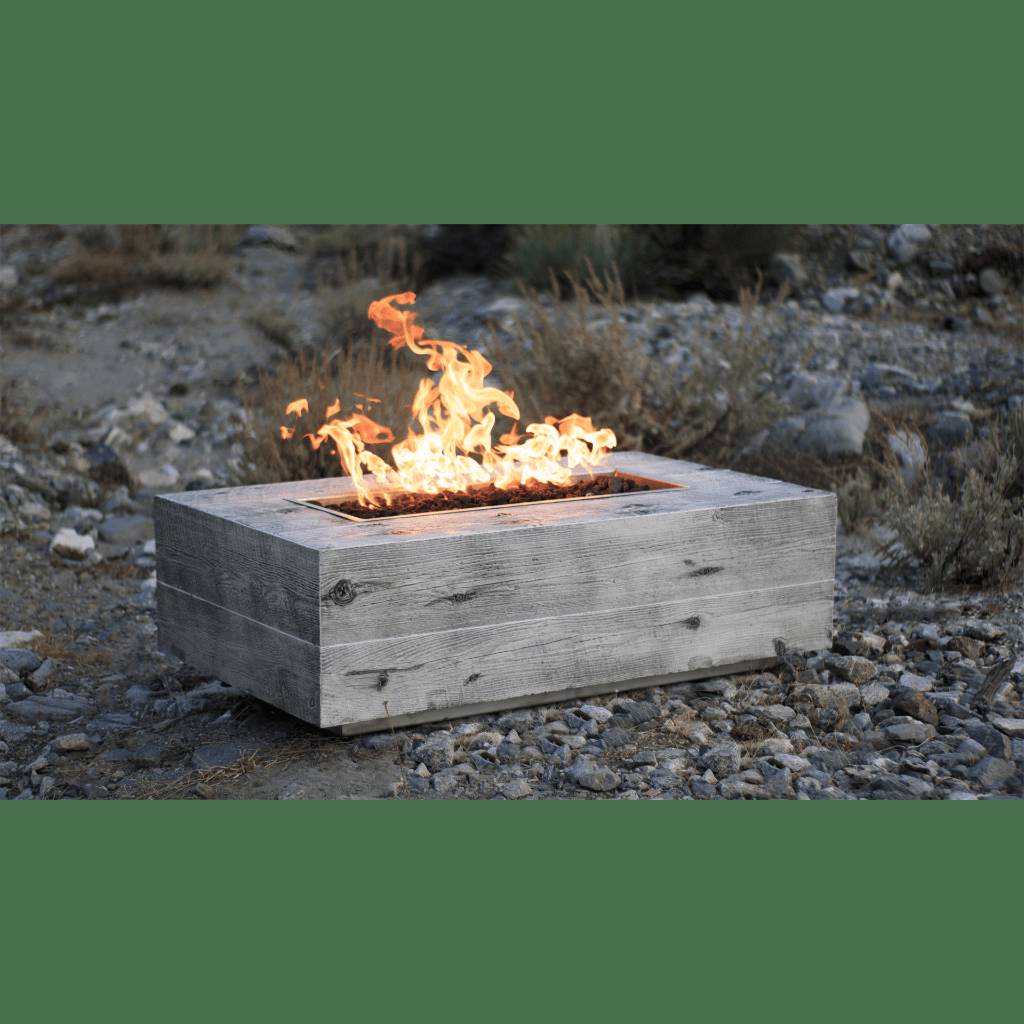 The Outdoor Plus 84 Coronado GFRC Wood Grain Concrete Rectangle Gas Fire Pit