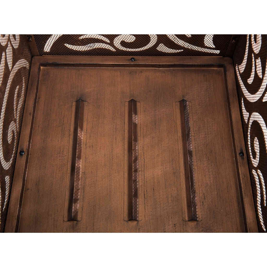 Sunjoy 26 in. Outdoor Fire Pit - Copper Steel Wood Burning Patio Fire Pit with Mesh Screen and Fire Poker