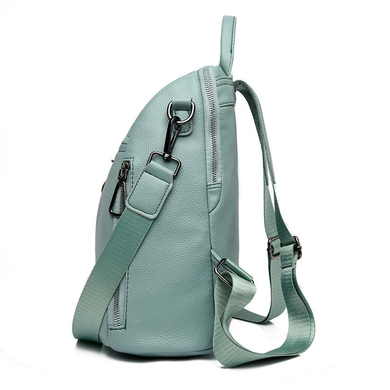 Innovato Design Large Capacity Luxury Soft Leather School Bag and Travel Backpack