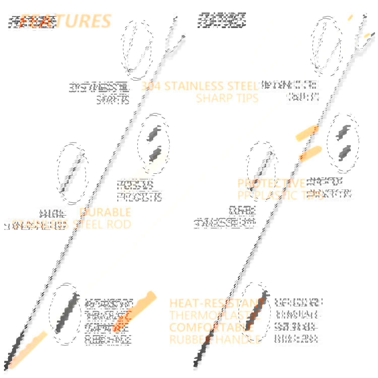 GikPal 6-Pack Extendable Stainless Steel Marshmallow Roasting Sticks for BBQ and Camping