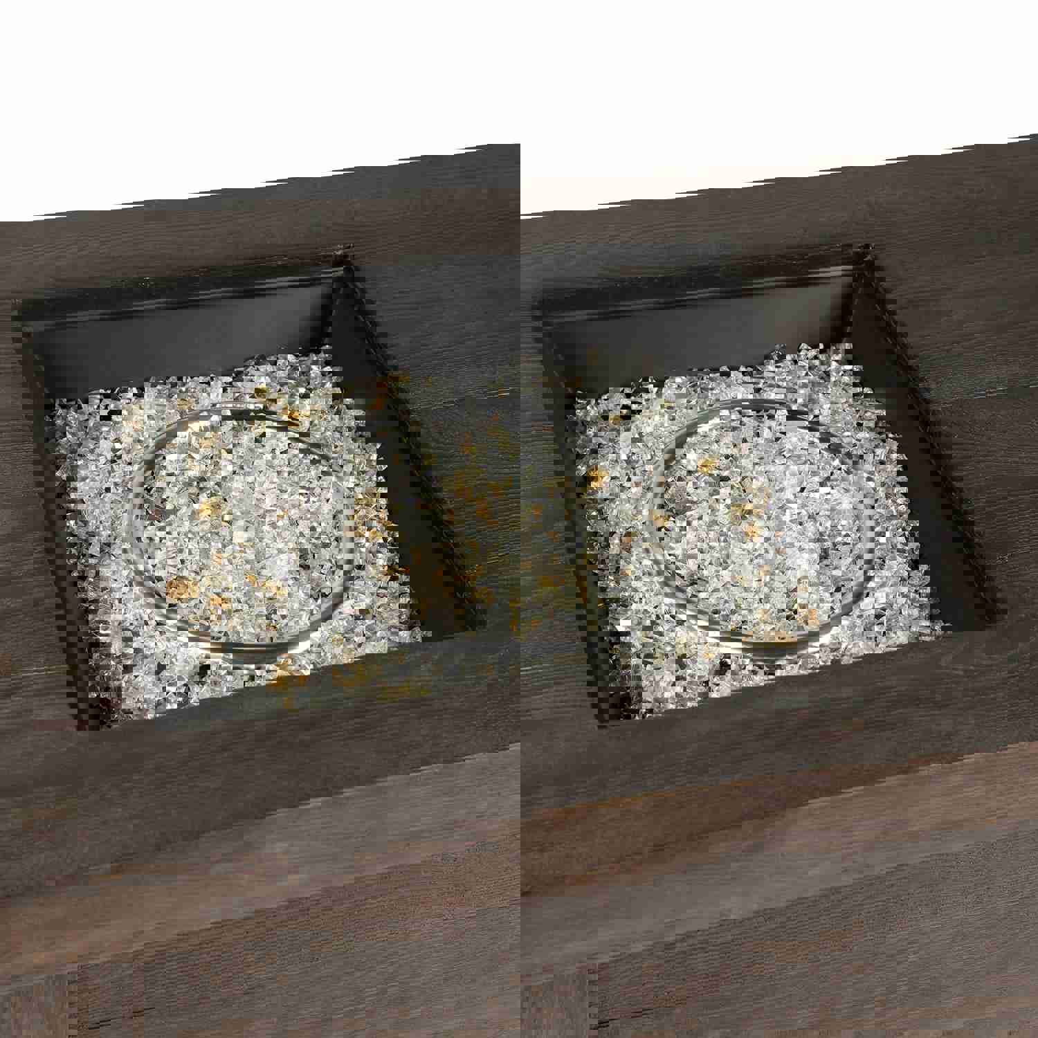 Lexora Melardo Outdoor Rectangular Wood Textured Gas Fire Pit Table with Round Burner Kit