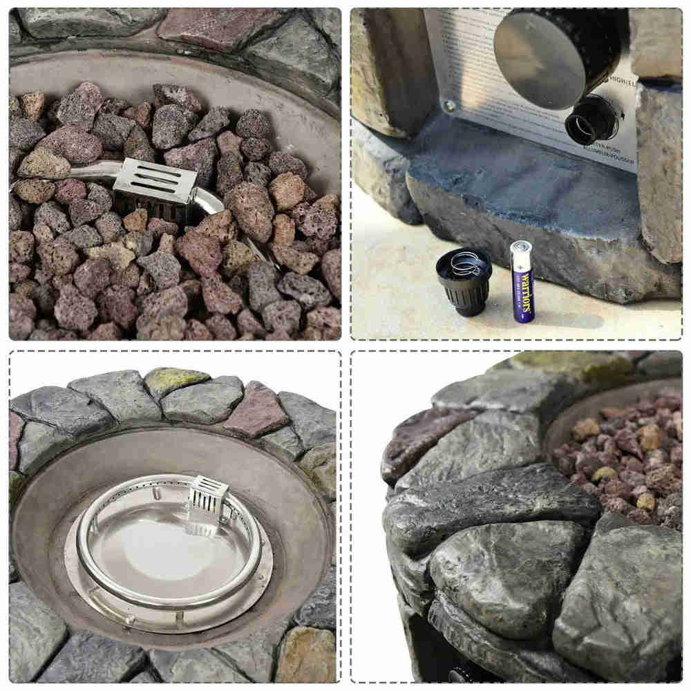 Outdoor Propane Fire Pit - 28 Stone - 40,000 BTUs