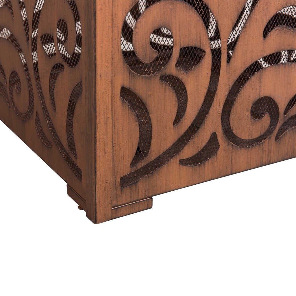 Sunjoy 26 in. Outdoor Fire Pit - Copper Steel Wood Burning Patio Fire Pit with Mesh Screen and Fire Poker