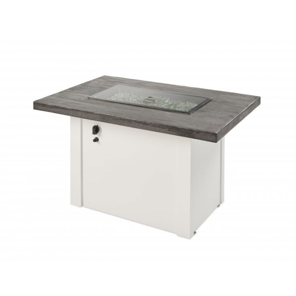 The Outdoor Greatroom Company Stone Grey Havenwood Rectangular Gas Fire Pit Table with White Base