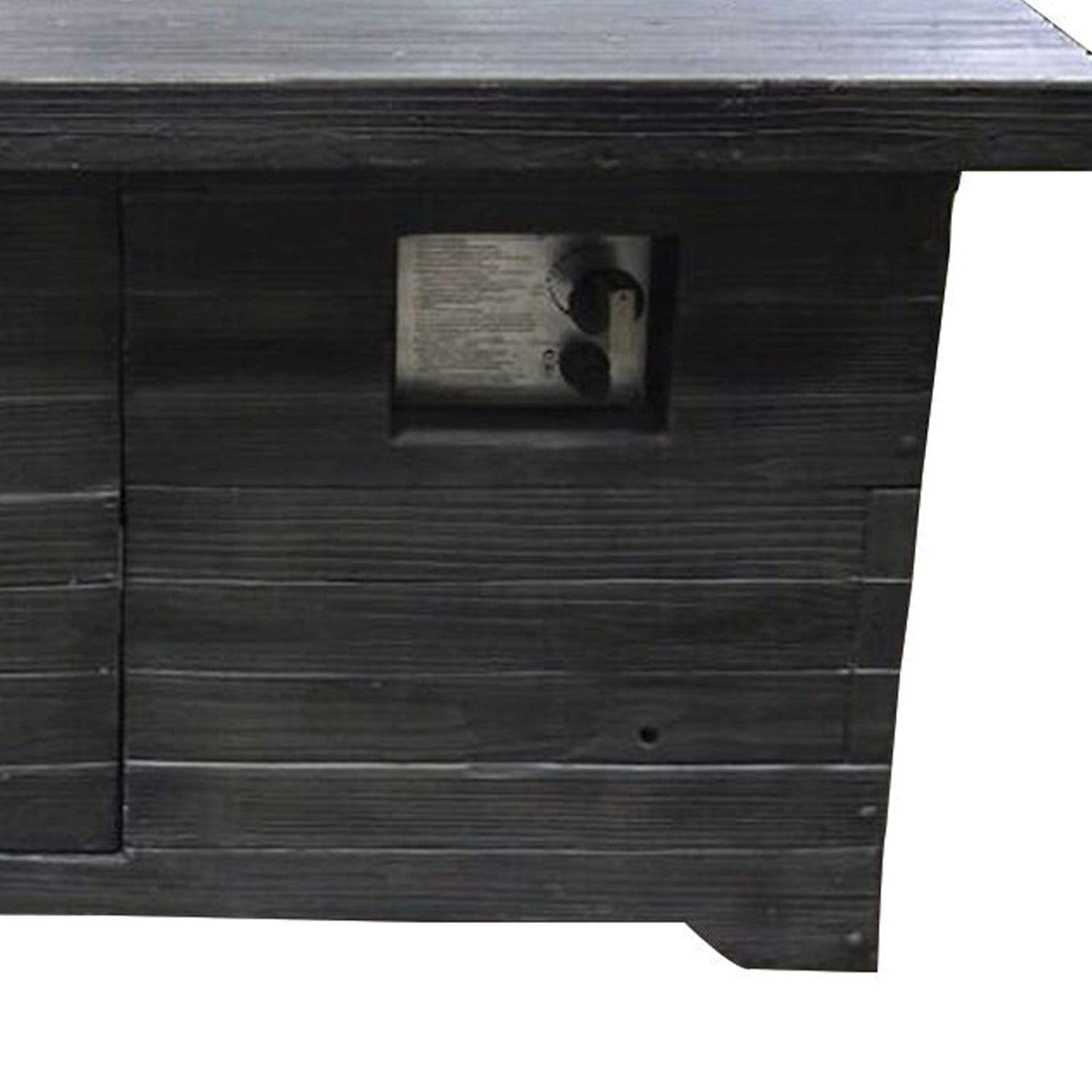 HomeRoots Outdoors Rectangular Wood Look Gas Powered Fire Pit with Lava Rocks, Gray