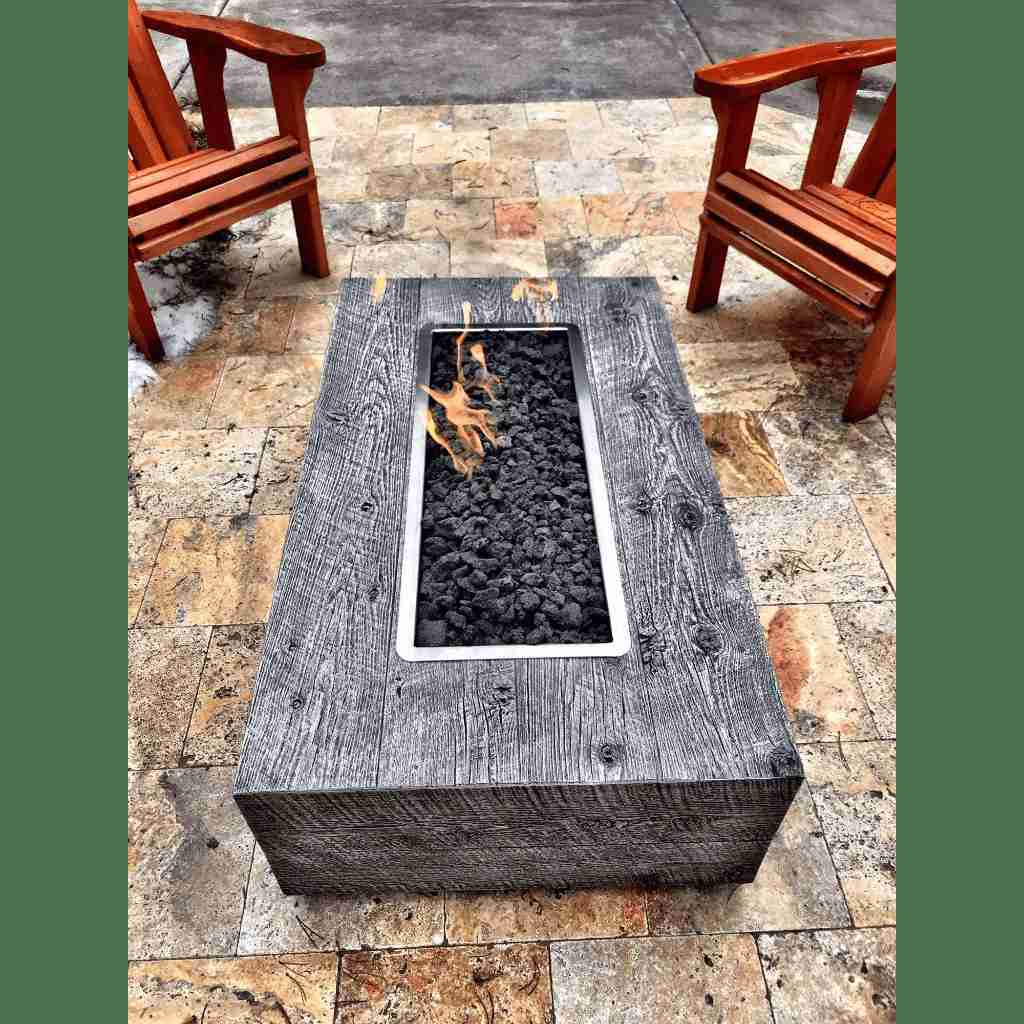 The Outdoor Plus 72 Coronado GFRC Wood Grain Concrete Rectangle Gas Fire Pit