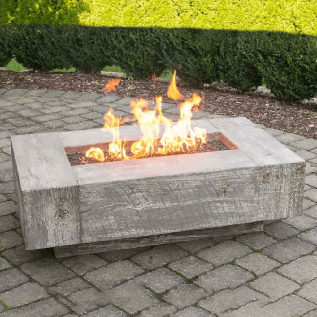 The Outdoor Plus 72 Coronado GFRC Wood Grain Concrete Rectangle Gas Fire Pit