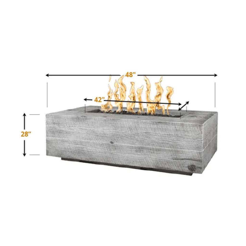 The Outdoor Plus 72 Coronado GFRC Wood Grain Concrete Rectangle Gas Fire Pit