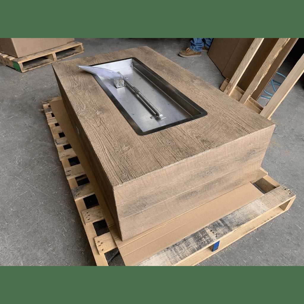 The Outdoor Plus 72 Coronado GFRC Wood Grain Concrete Rectangle Gas Fire Pit