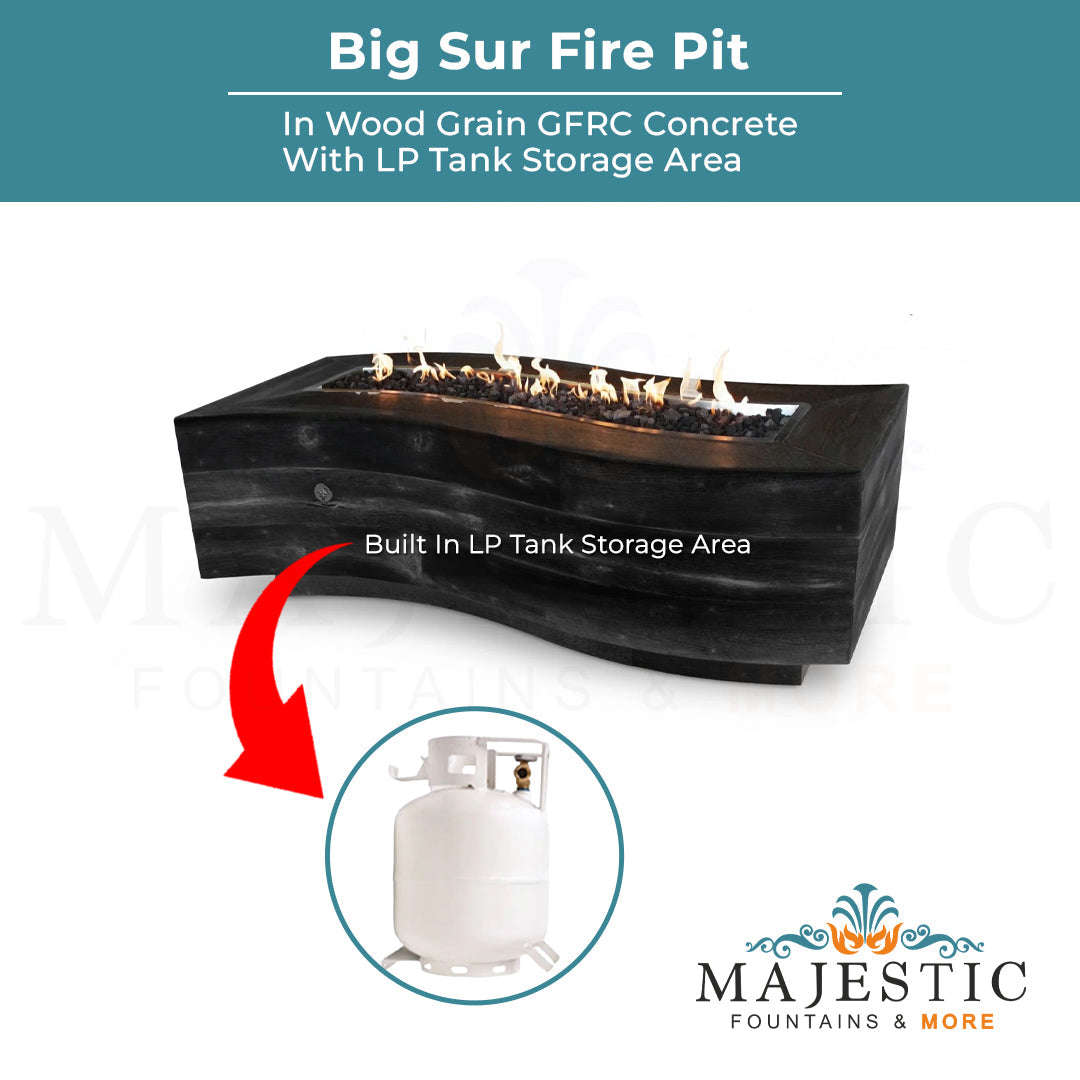 The Outdoor Plus Big Sur Fire Pit in Wood Grain Concrete with Free Cover
