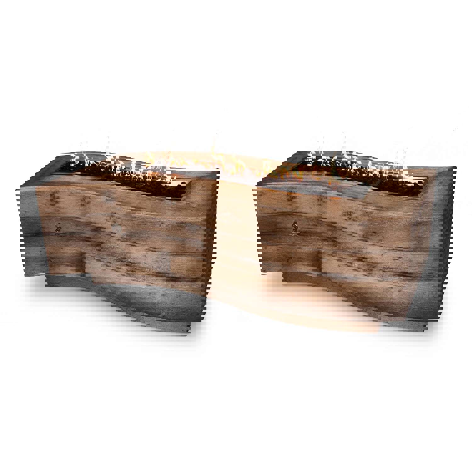 The Outdoor Plus Big Sur Fire Pit in Wood Grain Concrete with Free Cover