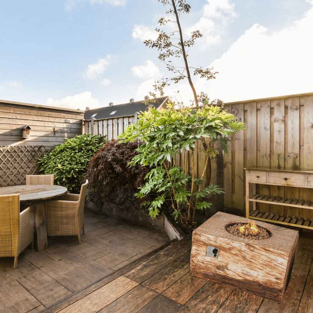 Direct Wicker 44-Inch Rectangular Tree Stump Propane Fire Pit Table