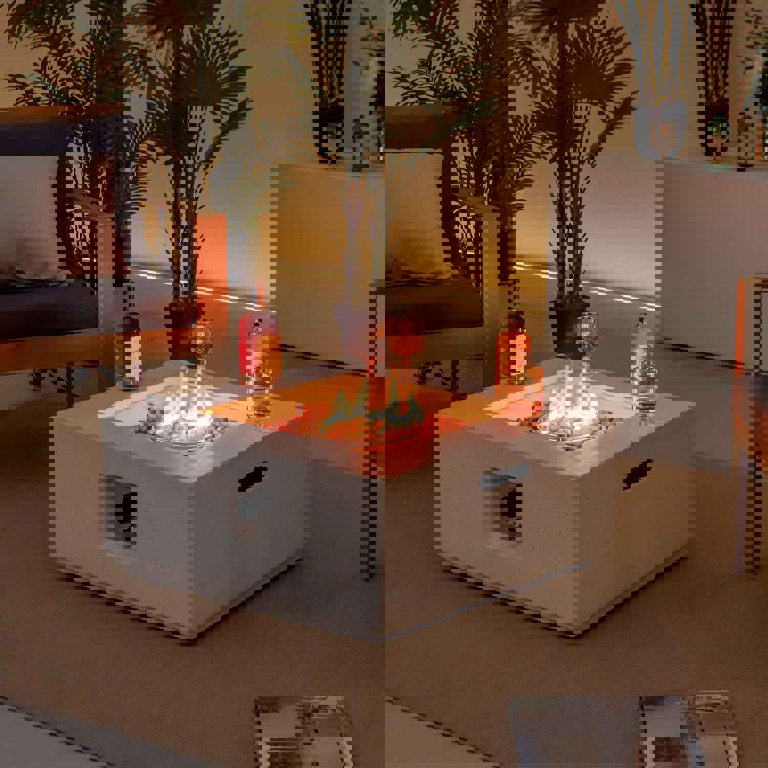 Tangkula 28 Inches Propane Fire Pit Table, 40,000 BTU Square Fire Table with Lava Rocks