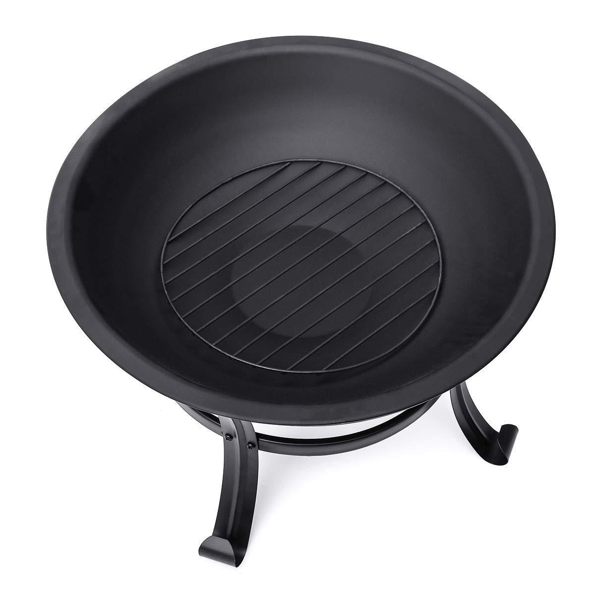 KingSo Outdoor Fire Pit 22 - Steel BBQ Grill with Mesh Screen Cover, Log Grate & Poker