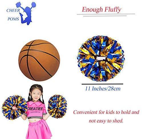 4Pcs Metallic Cheerleading Pom Poms for Kids - Green & Silver